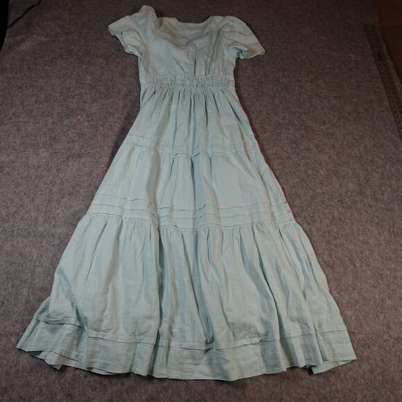 Anthropologie Dress Womens Small Somerset Maxi Linen Blend Light Sky Blue Tiered - Picture 6 of 10